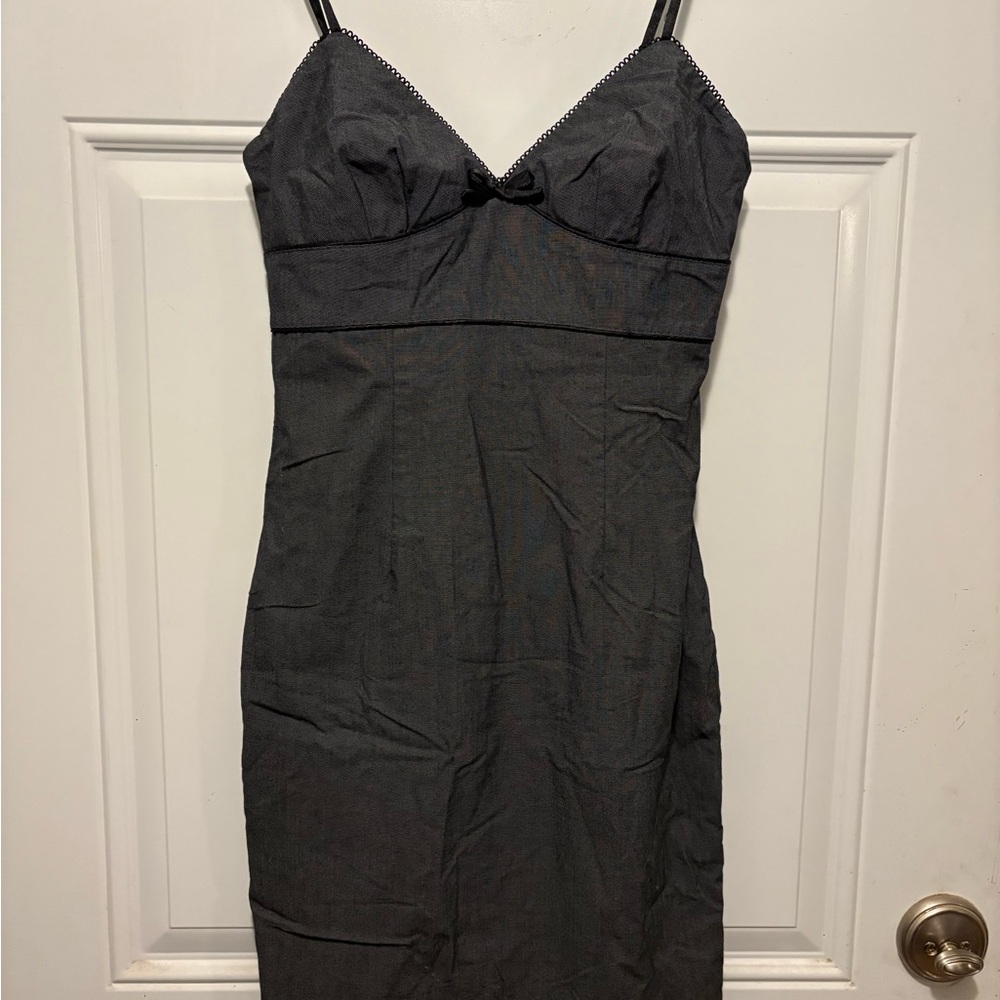 Express Charcoal Mini Dress with Spaghetti Straps